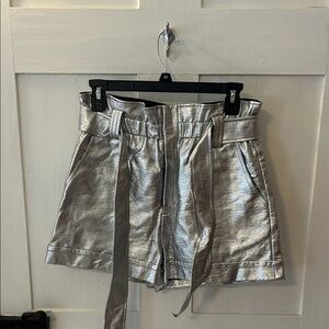 High Waist Silver Women's Shorts
